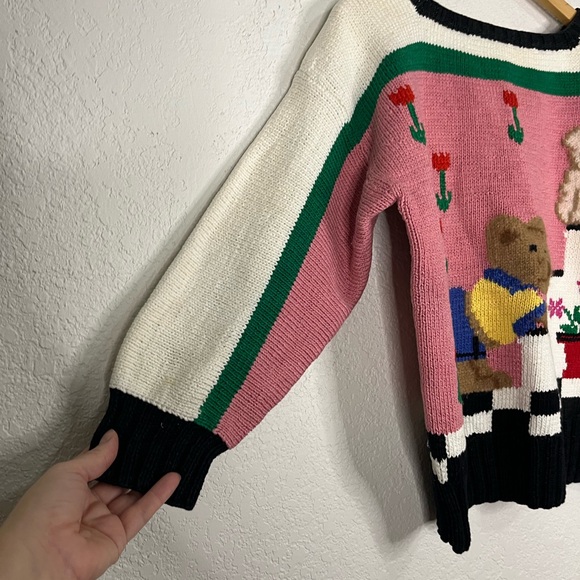 Vintage BEREK Hand Knit Teddy Bear and Cat knitted sweater Unique Rare - Picture 4 of 10